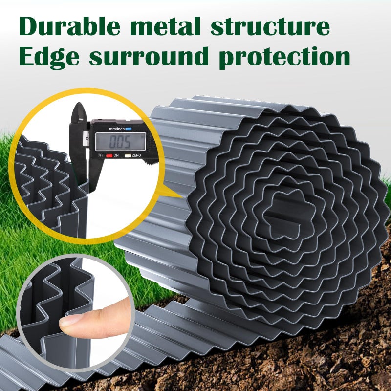 LAVEVE Corrugated Metal Garden Edging - Sturdy Border Perfect for DIY Flower Beds and Landscaping Borders (Dark Gray  12 Inch x 20FT) - Image 2